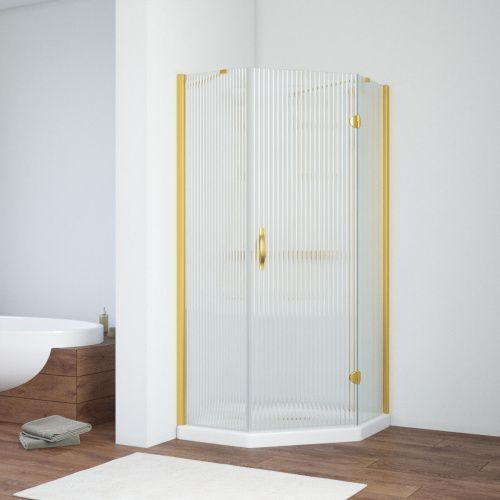 Душевой уголок Vegas-Glass AFA-Pen TUR+NOVO AFA-Pen TUR NOVO h1890 110 09 Moru R 110х110 стекло рифленое профиль золото глянцевое без поддона