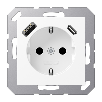 Розетка 2K+З Jung A500 A1520-15CAWWM