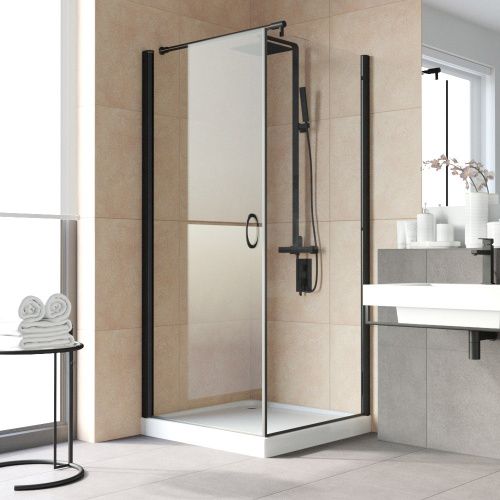 Душевой уголок Vegas-Glass EP-Fis LUX EP-Fis LUX 80*110 02М crystalvision L 110х80 стекло прозрачное профиль черный без поддона