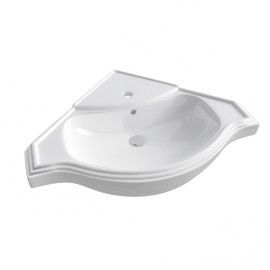 Раковина из санфаянса СанТа Классикугловой 65х51 подвесная цвет белый