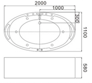 Ванна акриловая гидромассажная Frank 2018114 200х110 отдельностоящая овальная с каркасом - фото 4