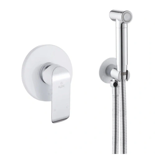 Гигиенический душ со смесителем Rose R2105F белый/хром