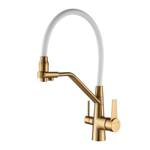 Смеситель для кухни Rose R558G на мойку золотой сатин