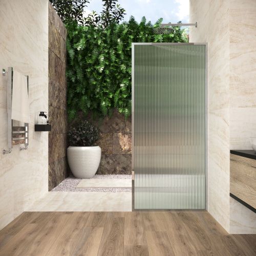 Душевая перегородка Vegas-Glass EAF Frame EAF Frame 100 08 Moru 100х200 стекло рифленое профиль хром