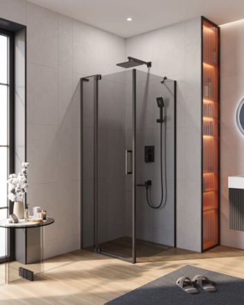 Душевой уголок Cezares SLIDER SLIDER-AH-1-80-80/90-GRIGIO-NERO 80х80 стекло тонированное профиль черный без поддона