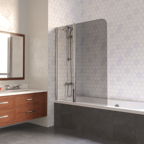 Душевая шторка на ванну Vegas-Glass E2V LUX ST E2V LUX ST 115 8 7 L 115х151 стекло тонированное профиль хром глянцевый