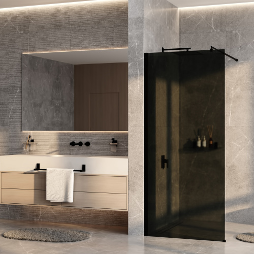 Душевая перегородка WasserKRAFT Rur 30W 30W46MB-TG 110х200 стекло тонированное профиль черный матовый