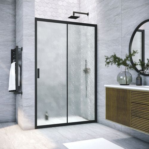 Душевая дверь Vegas-Glass ZP TUR+NOVO ZP NOVO h2000 165 02М 02 165х200 стекло рифленое профиль черный