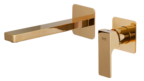 Смеситель для раковины Remer Absolute AU15PLDO встраиваемый в стену золото глянцевое