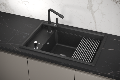 Кухонная мойка Granula Kitchen Space 7305, ЧЁРНЫЙ 73х51 цвет черный поверхность матовая