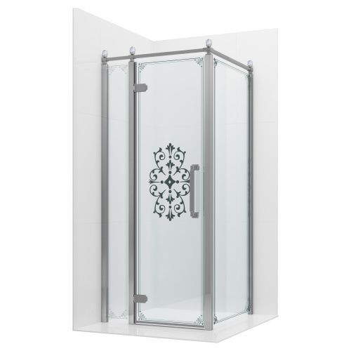 Душевой уголок Ambassador Royal 18015107-L 100х100 стекло прозрачное с рисунком профиль хром глянцевый без поддона