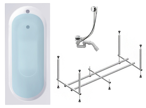 Ванна акриловая Timo ROHA ROHA1770-KT17-SPV1505 170х70 пристенная прямоугольная с каркасом Ванна акриловая Timo ROHA ROHA1770-KT17-SPV1505 170х70 пристенная прямоугольная с каркасом