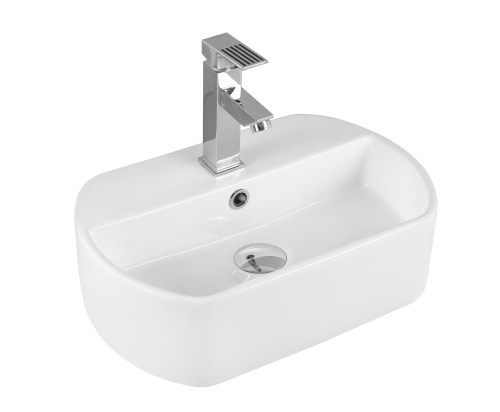 Раковина из сантехнического фарфора MILLEAU GLACE MU7023-GW 45х30 накладная цвет белый глянцевый 1 отверстие под смеситель