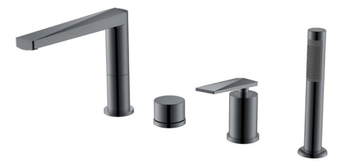 Смеситель Boheme Venturo 370-SGM на борт ванны графит глянцевый