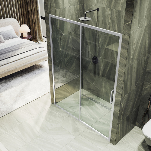 Душевая дверь Maybah Glass MGD-1277-5 150х195 стекло прозрачное профиль хром матовый