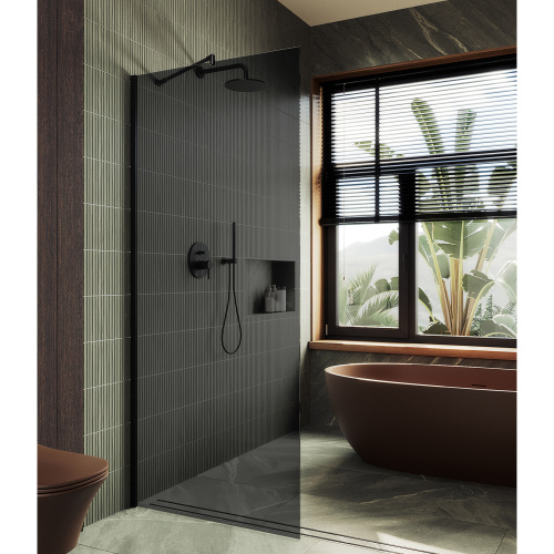 Душевая перегородка Maybah Glass MGD-1355-6ш 99х195 стекло тонированное профиль черный