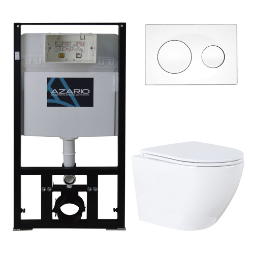 Комплект унитаз с инсталляцией с клавишей смыва Azario  AZ-8010-1000+AZ-8200-0012+AZ-0046N
