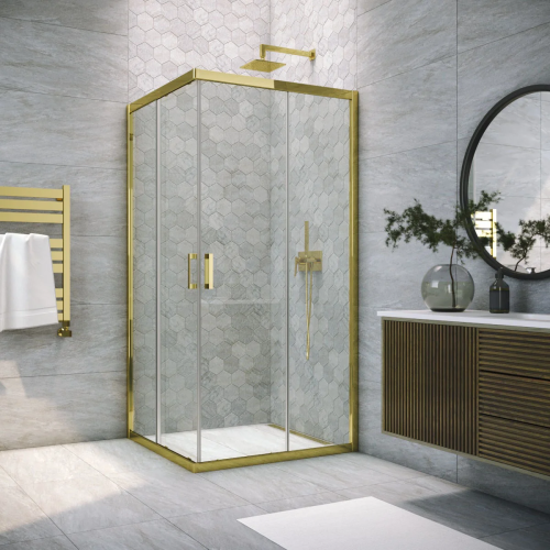Душевой уголок Vegas-Glass ZA TUR NOVO h1900 90 09 01 90х90 стекло прозрачное профиль золото глянцевое без поддона