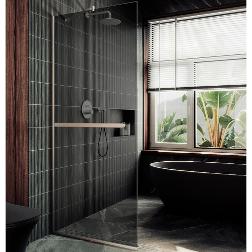 Душевая перегородка Maybah Glass MGD-711-5у 109х195 стекло тонированное профиль хром матовый