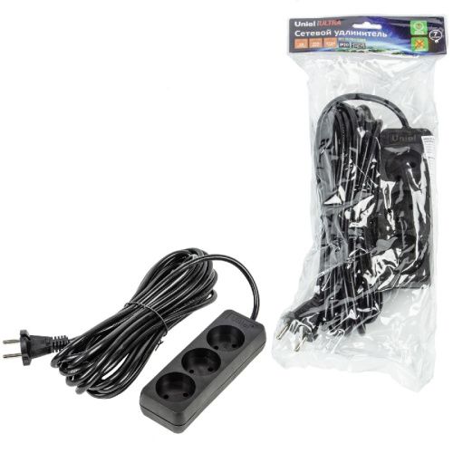Удлинитель бытовой Uniel ULTRA (УЛТРА) S-CU3-7 BLACK