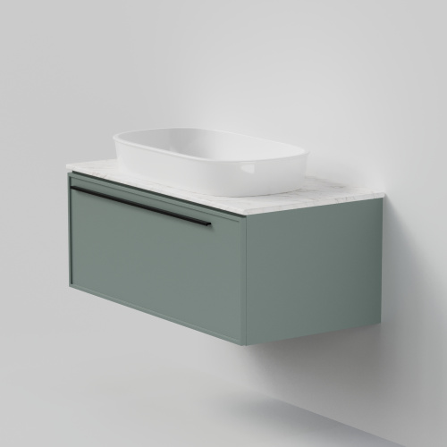 Тумба со столешницей La Fenice ELBA NFNC-01-ELB-G-90-3-GG 90х62х49 подвесная цвет серый/зелёный