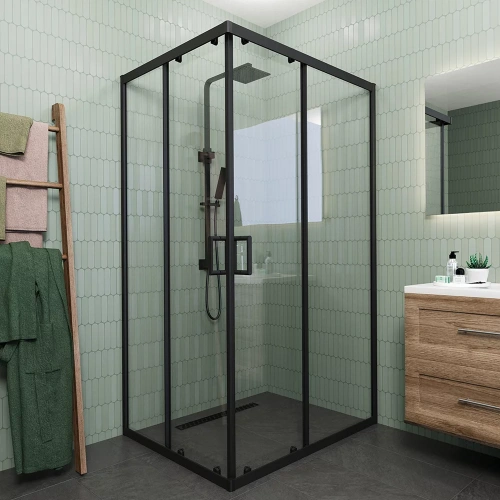Душевой уголок Veconi Rovigo RV14-11090-01-C5 110х90 стекло прозрачное профиль черный без поддона