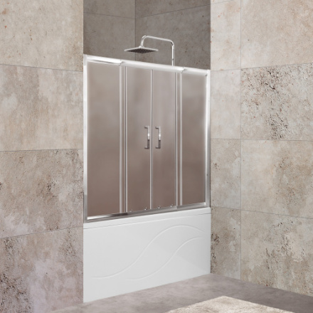 Душевая шторка на ванну BelBagno UNIQUE UNIQUE-VF-2-150/180-140-P-Cr 180х140 стекло рифленое профиль хром глянцевый