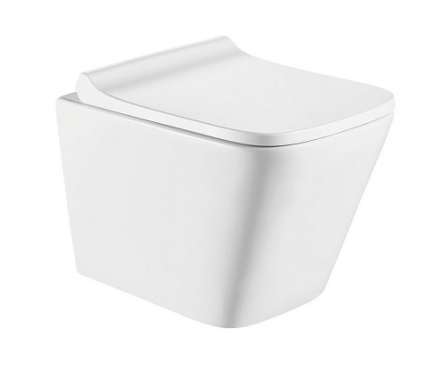 Унитаз подвесной CeramaLux 5171 белый глянцевый с сиденьем микролифт каскадный смыв