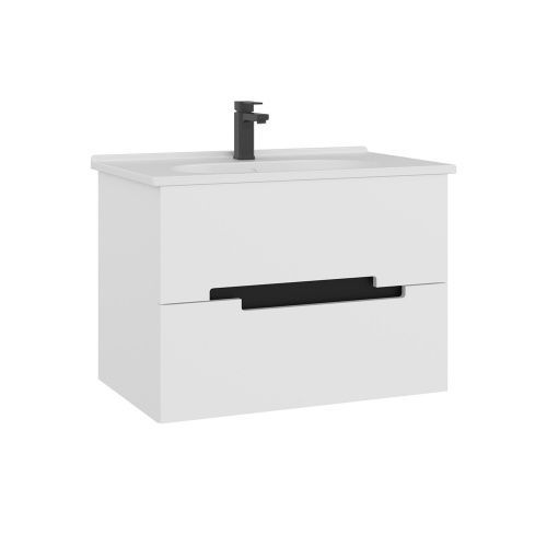 Тумба с раковиной Orka Lodi 5005885 80х50х57 цвет белый/черный