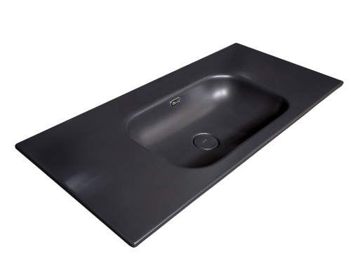 Раковина керамическая Armadi Art Vallessi 838-100-A без отв 101х46 накладная цвет черный без отверстий под смеситель