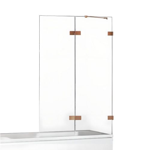 Душевая шторка на ванну New Trendy AVEXA Copper brushed EXK-3817 140х150 стекло прозрачное профиль медь брашированная ориентация правая