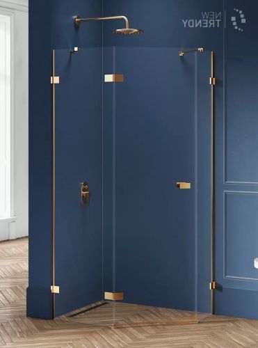 Душевой уголок New Trendy AVEXA Gold EXK-3860 100х80 стекло прозрачное профиль золото без поддона
