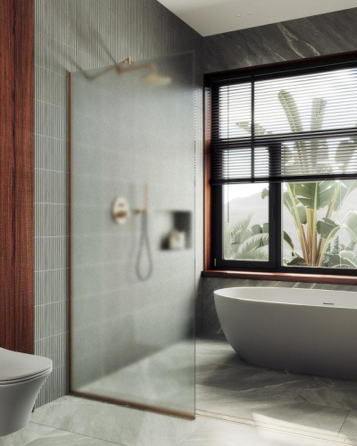 Душевая перегородка Maybah Glass MGD-700-2у 79х195 стекло тонированное профиль бронза