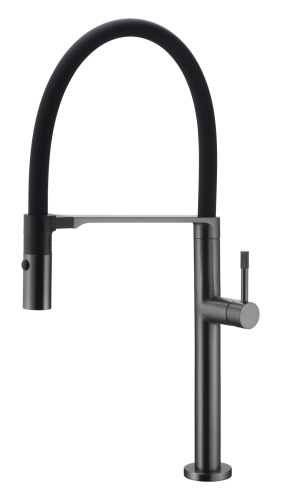 Смеситель для кухни Boheme Uno 114-GM на мойку сталь оружейная