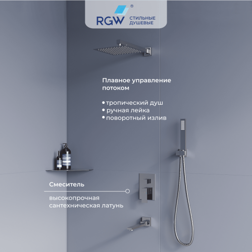 Душевая система RGW Shower Panels (Шоувер панелс) 51140856-01 встраиваемая в стену цвет хром