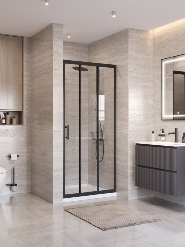 Душевая дверь BelBagno UNO-195 UNO-195-BF-3-100-C-NERO 100х195 стекло прозрачное профиль черный
