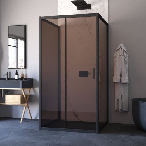 Душевой уголок Vegas-Glass ZP-U TUR+NOVO ZP-U NOVO h2000 100*100 02М 05 100х100 стекло тонированное профиль черный без поддона