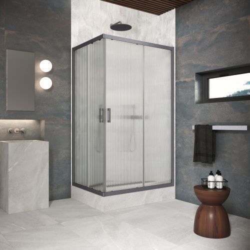 Душевой уголок Vegas-Glass ZA-F Protec ZA-F Protec 100*80 06 Moru 100х80 стекло рифленое профиль вороненая сталь без поддона