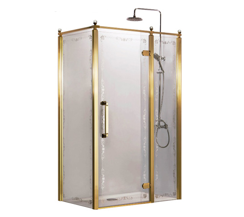 Душевой уголок Azario ONTARIO AZ-NBB1231-R 900 GOLD 120x200 стекло с рисунком профиль золото без поддона