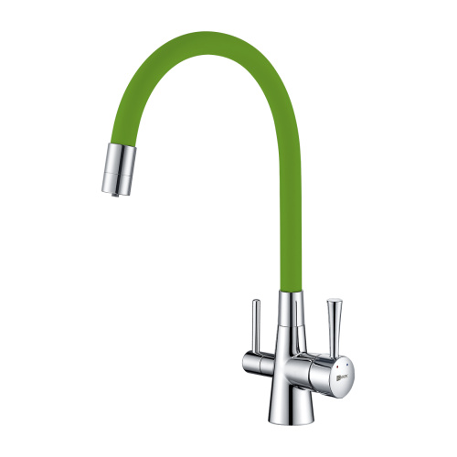 Смеситель для кухни LeMark Comfort LM3075C-Green на мойку хром/зеленый без термостата