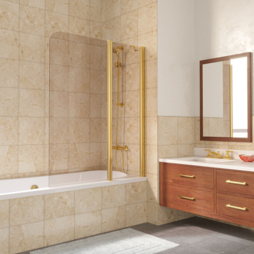 Душевая шторка на ванну Vegas-Glass E2V LUX ST E2V LUX ST 125 9 5 R 125х151 стекло тонированное профиль золото глянцевое