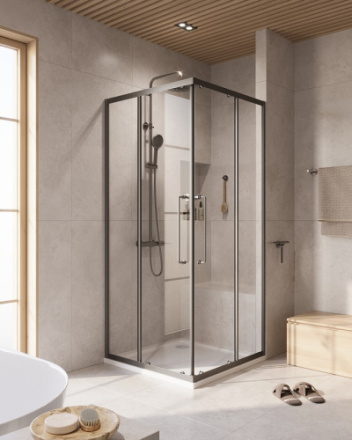 Душевой уголок Cezares RELAX 304 RELAX-304-A-2-90-C-GM 90х90 стекло прозрачное профиль оружейная сталь без поддона
