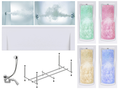 Ванна акриловая гидромассажная Timo HELLA HELLA1775-KT17-SPV1505-T-CM-T-BM-T-CT-FP17H 170х75 пристенная прямоугольная с каркасом