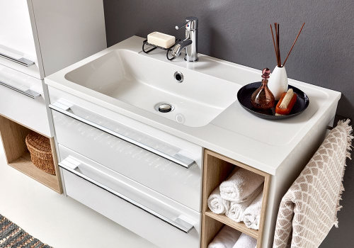 Тумба под раковину Marlin 3250star WMKAAE8(286/286/287) 80х45х48 подвесная цвет белый шелковый глянец