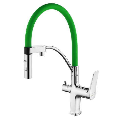 Смеситель для кухни LeMark Comfort LM3074C-Green на мойку хром/зеленый без термостата
