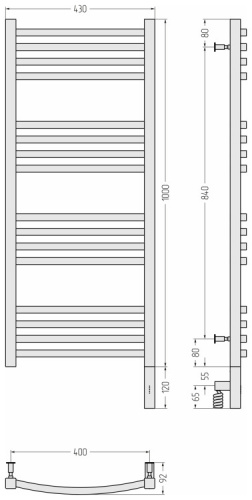 Полотенцесушитель Сунержа Аркус 3.0 30-5705-1040 43х112 электрический белый матовый