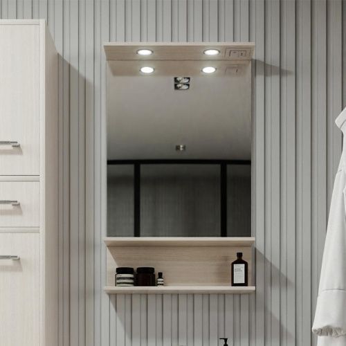 Зеркало с подсветкой Бриклаер 4627125414930 55х90 цвет светлая лиственница