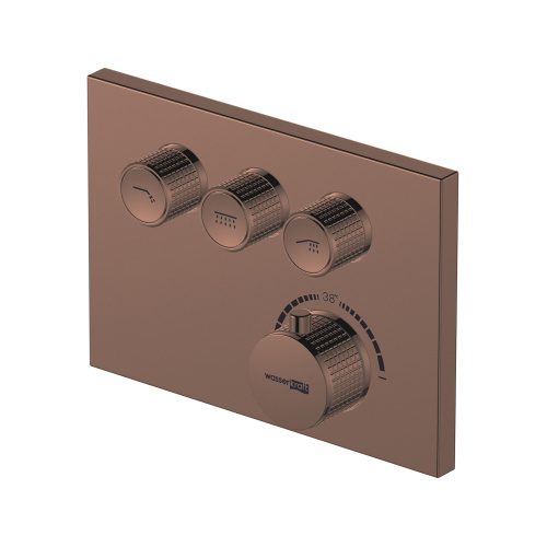 Смеситель для ванны и душа WasserKRAFT Asphe 7700 7758 Thermo встраиваемый золото розовое