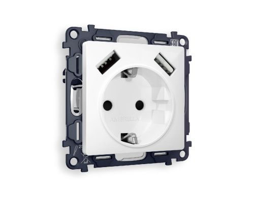 Комплект механизма розетки 2USB A+A 18W (быстрая зарядка) с/з Ambrella Volt Alfa (Алфа) MA109010
