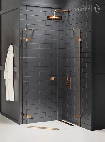 Душевой уголок New Trendy AVEXA Copper brushed EXK-3826 100х80 стекло прозрачное профиль медь без поддона